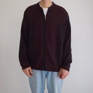 VTG Arnold Palmer Maroon Zip Up Eclectic Grandpa Fine Knit Nylon Lined Sweater L